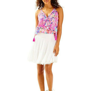 Lilly Pulitzer Resort White Evelyn Skirt Pom Poms